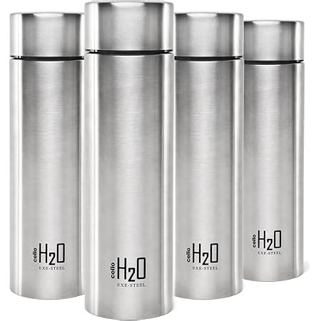 Cello H2O Stainless Steel Water Bottle Set, 1 Litre, Set of 2, Brown ...