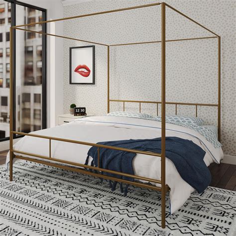 Novogratz Marion Metal Canopy Platform Bed Frame, King, Gold - Walmart.com
