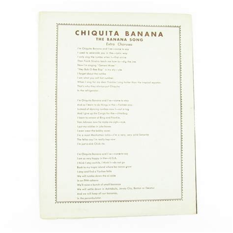 Chiquita Banana Sheet Music The Banana Song Patti Clayton Piano Voice ...