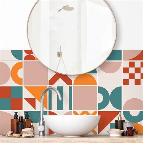 Panneau mural pour salle de bain - Carreaux formes géométriques ...