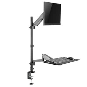 Gas Spring Monitor Arm & Keyboard Tray – Fits 17-32'' Screens – Height ...