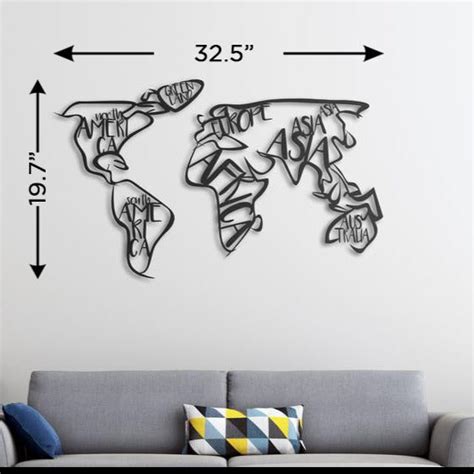 Continents World Map Metal Wall Art – oliveandgray