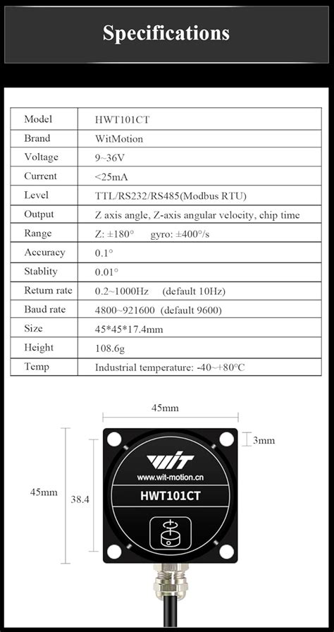 WITMOTION HWT101CT IP68 Industrial-Grade Z-Axis 0.1° Crystal India | Ubuy