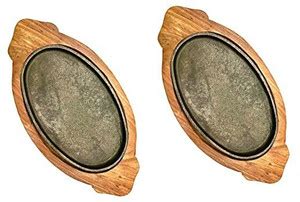 MODERNCOLLECTION Cast Iron Sizzler Plate with Wooden Stand Pack of 2 ...