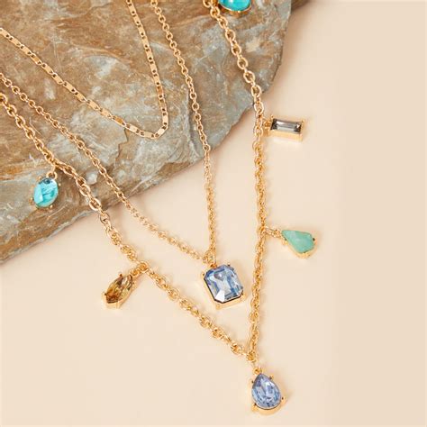 Buy Blue Layered Gem Charm Necklace Online - Accessorize India