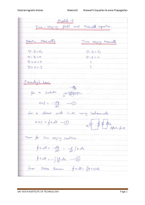 Electromagnetic Waves - SAI VIDYA INSTITUTE OF TECHNOLOGY EM Module 5 ...