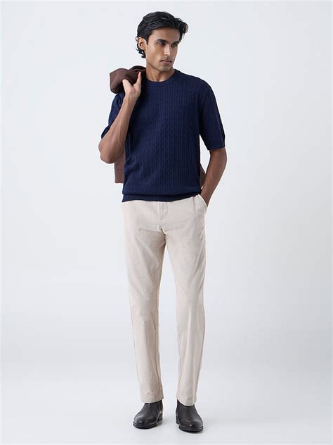 Buy Ascot Beige Mid-Rise Relaxed-Fit Corduroy Chinos from Westside