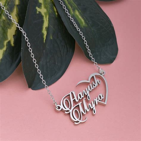 Silver Plated Half Heart Couple Name Necklace – Klassy