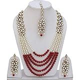 Buy SADHANA COLLECTION Gold Traditional Kundan Pearl Necklace Set with ...