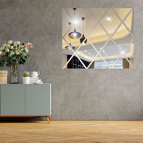 Buy CVANU 17pc Silver Mirror Sticker, Self-Adhesive Acrylic Mirror Wall ...