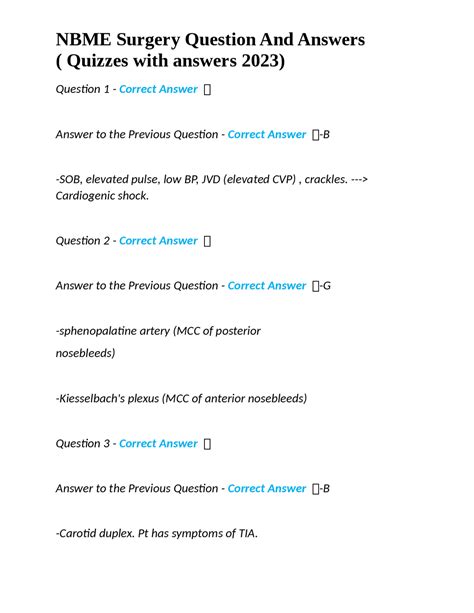 NBME Surgery Question And Answers ( Quizzes with answers 2023) | Exams ...