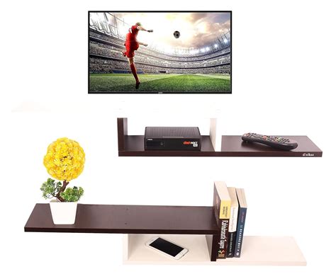 Anikaa Cavin Wooden Set Top Box Stand Wall Mount Setup Box Holder Wall ...