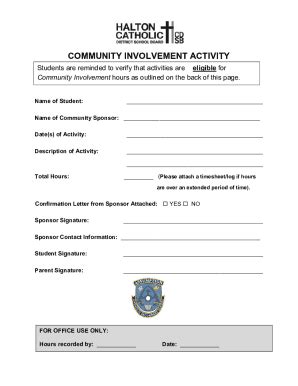 Fillable Online Community Involvement Activity Form Fax Email Print ...