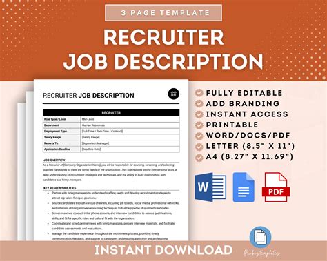 Recruiter Job Description Template | ProBizTemplates