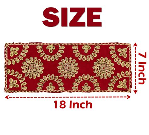 Buy Bhakti Lehar (7 x 18 Inch) Fancy Jari Embroidered Red Velvet Pooja ...