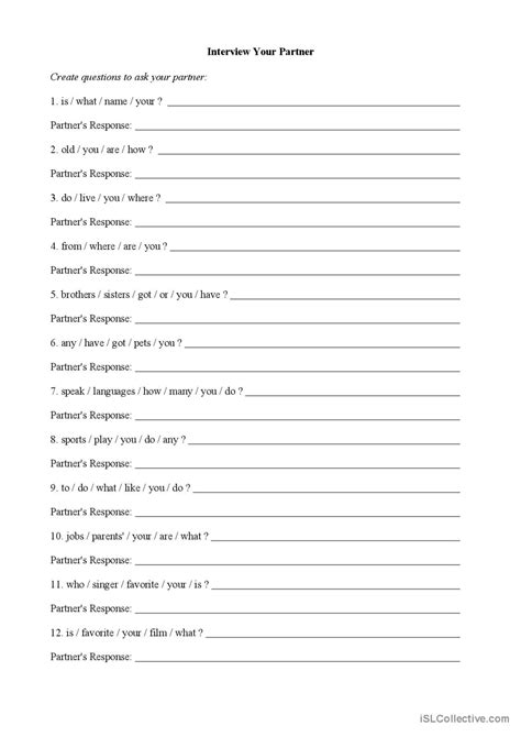 ESL Interview Worksheet 的图像结果