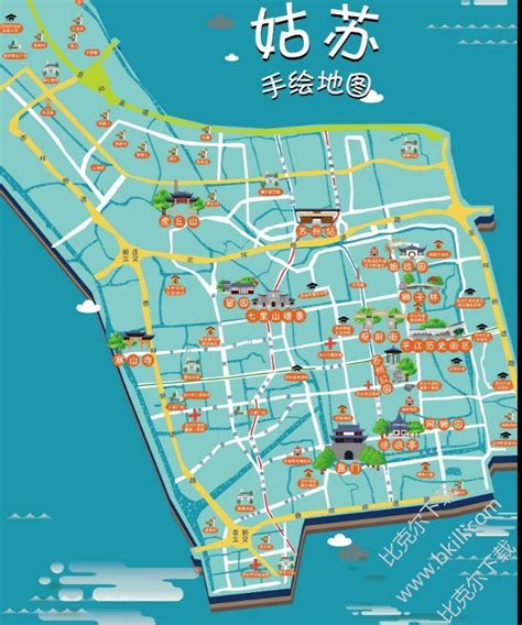 苏州旅游地图景点地图电子版|苏州旅游地图全图高清版下载 手绘版 - 比克尔下载