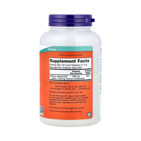 NOW Foods, Calcium Carbonate Pure Powder, 12 oz, 340 g – Maple Herbs