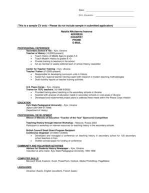 Modern CV Sample Forms and Templates - Fillable & Printable Samples for ...