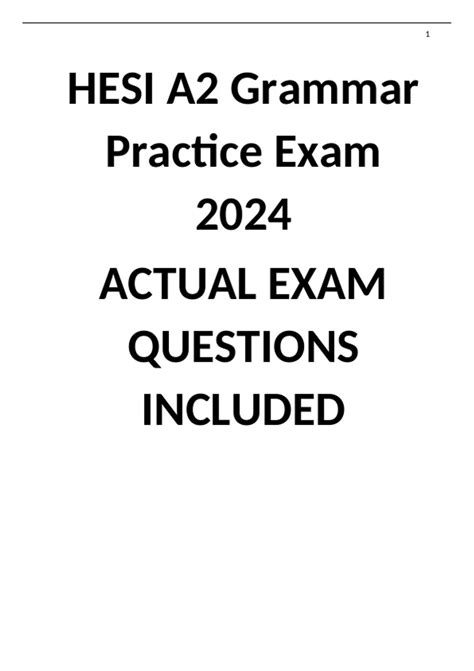 HESI A2 Grammar Practice Exam 2024 ACTUAL EXAM QUESTIONS INCLUDED ...