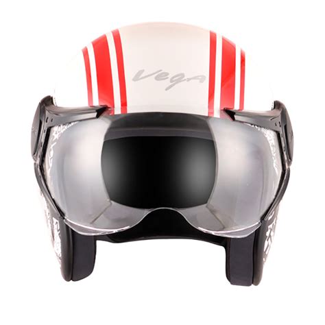 Vega Jet Old School W/Visor White Red Helmet | Shop Helmets at ...