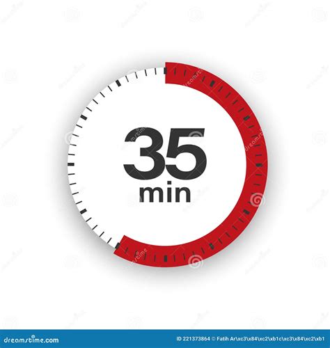 35 Minutes Timer. Stopwatch Symbol in Flat Style. Editable Isolated ...