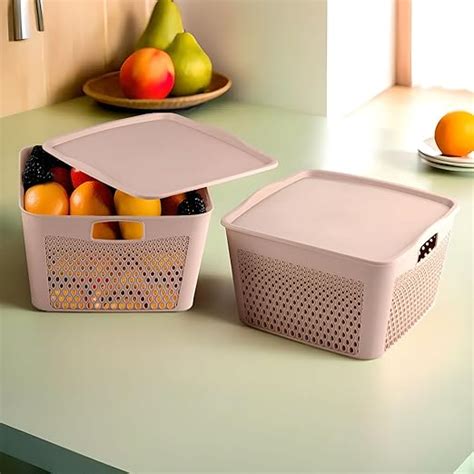 Kuber Industries Netted Design Unbreakable Multipurpose Square Shape ...
