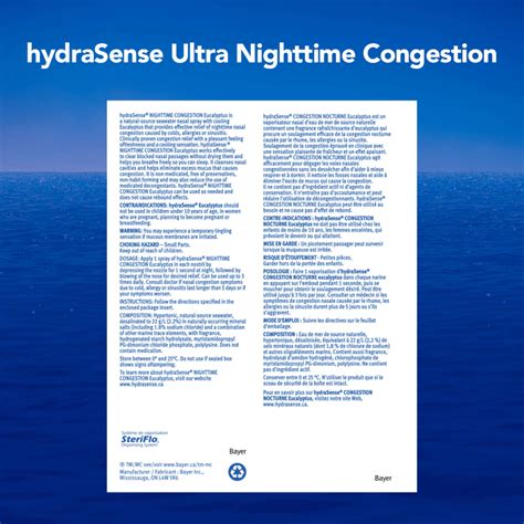 HydraSense Nighttime Congestion Nasal Spray - Eucalyptus - Fast Acting Saline Relief, 20ml - CTC ...