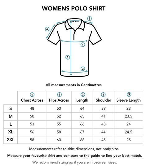 Womens Polo Shirt Size Chart - Island Style Clothing
