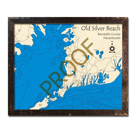 Old Silver Beach, MA Nautical Wood Maps