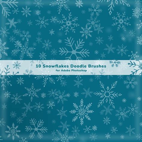 10 Snowflakes Doodle Brushes for Adobe Photoshop - Free ABR Download ...