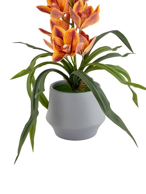 Buy Aarvi Decor Yellow Pu Foam Velvet Orchid Elegance Pot With Flower ...