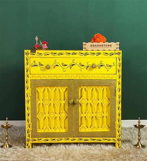 Wooden Puja Temple Cabinet for Home | WT2425Cabinet_YG | D'DASS Store