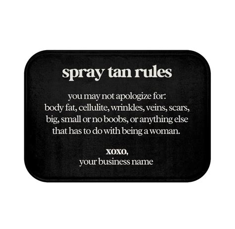 Spray Tan Floor Mat : Spray Tan Rules - 34 x 21 / No Business Name / Black