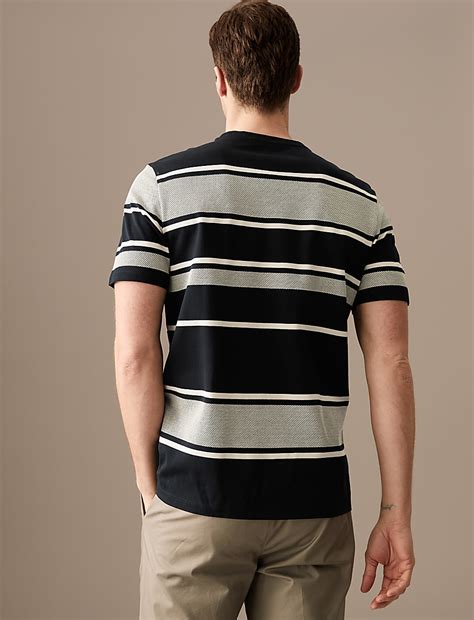Buy Pure Cotton Striped Textured T-Shirt at Marks & Spencer