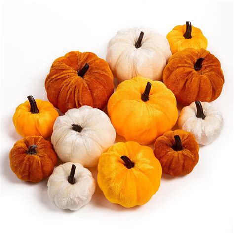 Amazon.com: Ywlake 12 Pcs Pumpkin Fall Decorations, Decorative Velvet ...