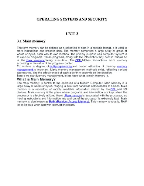 CS OSS 3 - Comprehensive Cyber Security & Memory Management Notes - Studocu