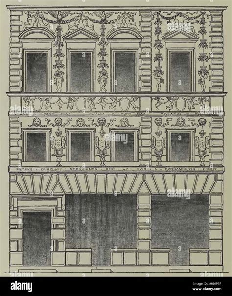 Sgrafittofassade, Via Santa Lucia, Rom Stock Photo - Alamy