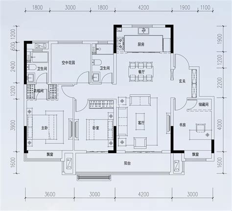 某一室两厅一厨一卫室内设计户型平面图psd格式[原创]