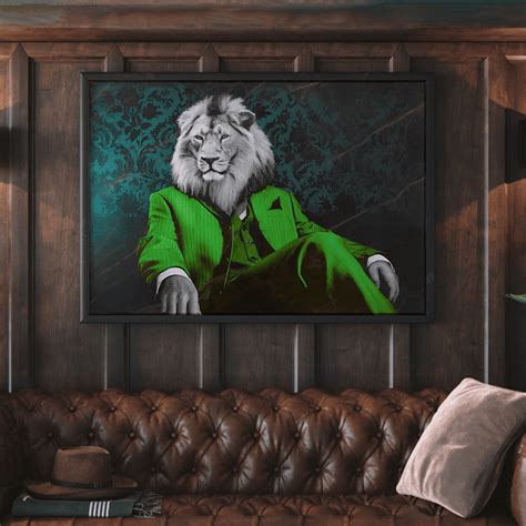 Buy "Cant Roar Us" Wall Art Online - A Majestic Lion In A Bold Green ...