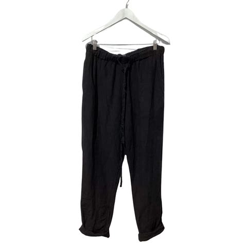 Bassike Womens Size 4 Black Linen Pant(s)