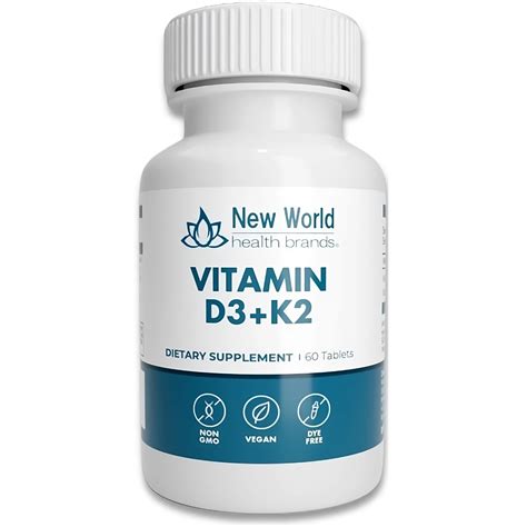 Vitamin D3 + K2 5000 IU/180 mcg | 60 Capsules - Bone, Immune, Heart ...