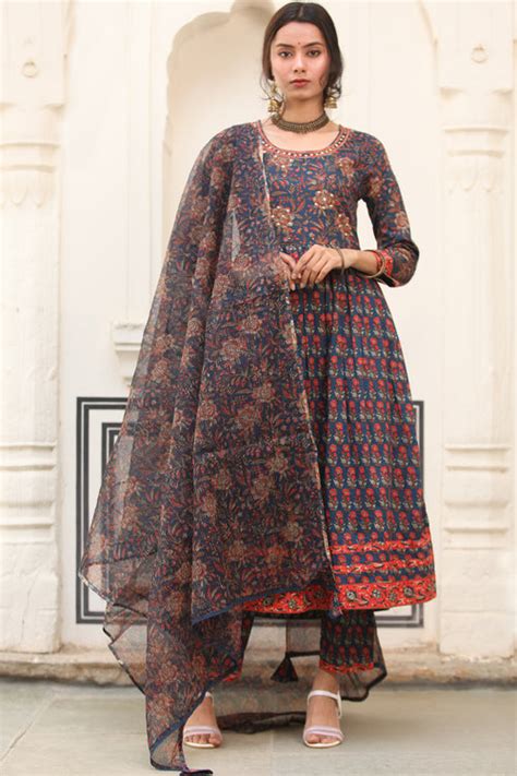 Ambar Nisha Set Of Anarkali Pants Dupatta – InduBindu