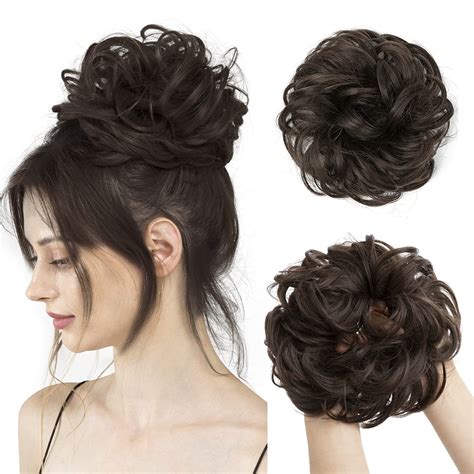CJL HAIR Large Messy Bun Hair Piece Wavy Curly Scrunchies Synthetic ...