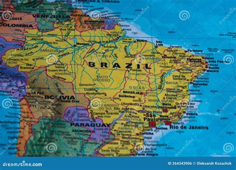 Brazil on the World Map. High Quality Image. Stock Photo - Image of metropolis, flat: 264343906