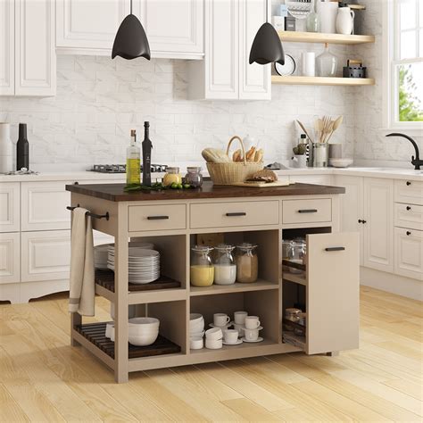 Gatlinburg Solid Wood Small Kitchen Island with Storage drawers