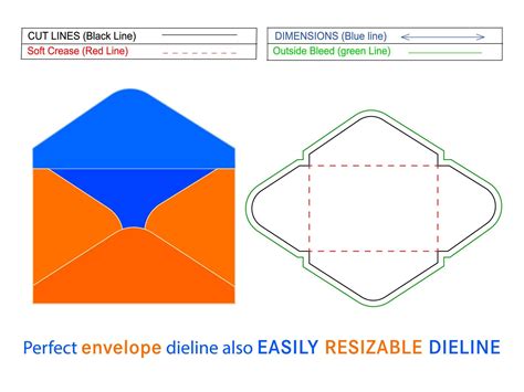 Plain envelope dieline template and 3D box design editable easily ...