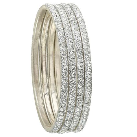 Sukriti Partywear Traditional Brass White Bangles for Women - Set of 4 ...