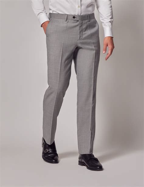Men's Light Grey Twill Slim Fit Suit Pants
