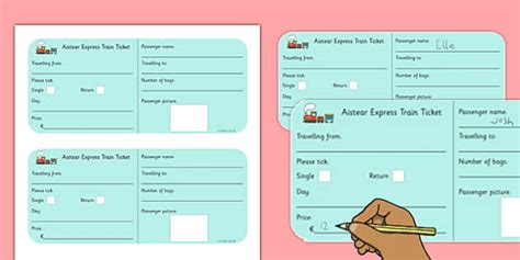 Aistear Transport Train Ticket Template